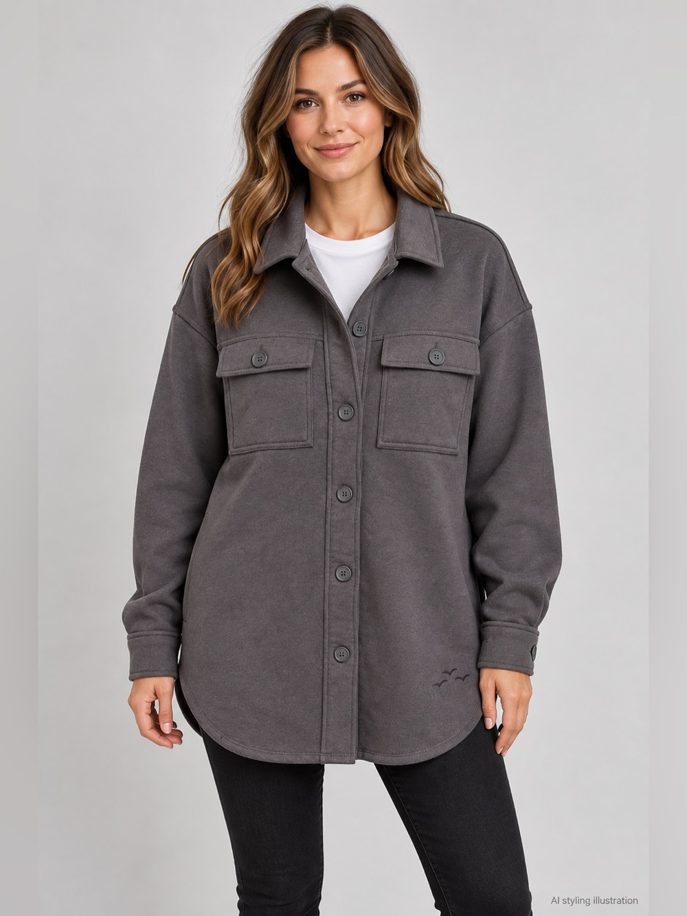Lazypants Gray Fleece Shacket – Size Medium